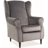 Baron grey velvet armchair with wooden legs Signal
