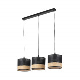 Lampa boho 3 punktowa na listwie Paglia New 60cm czarny / plecionka TK Lighting
