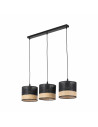 Lampa boho 3 punktowa na listwie Paglia New 60cm czarny / plecionka TK Lighting