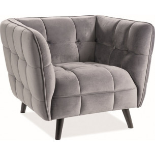 Castello grey quilted velvet armchair Signal