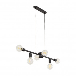 Lampa loft wisząca 6 żarówek Porto 93cm czarna TK Lighting