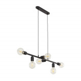 Lampa loft wisząca 6 żarówek Porto 93cm czarna TK Lighting Lampa loft wisząca 6 żarówek Porto 93cm czarna TK Lighting