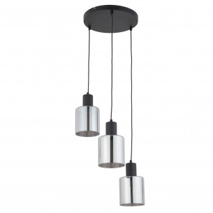 Lampa szklana wisząca potrójna Sierra 32cm grafit lustrzany / czarny TK Lighting