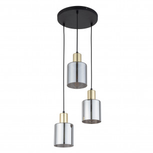 Lampa szklana wisząca potrójna Sierra 32cm grafit lustrzany / czarny / złoty TK Lighting