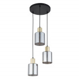 Lampa szklana wisząca potrójna Sierra 32cm grafit lustrzany / czarny / złoty TK Lighting