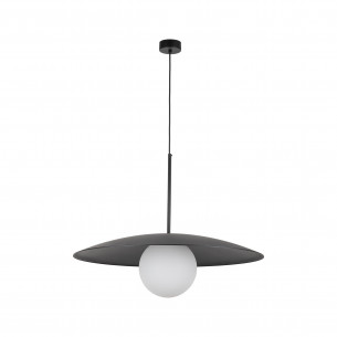 Lampa wisząca metalowa ze szklaną kulą Slate 65cm biały / czarny TK Lighting