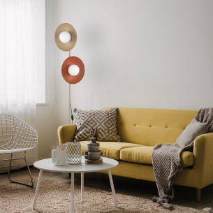 Lampa podłogowa 2 szklane kule Slate 160cm biały / ceglany / beż TK Lighting 2