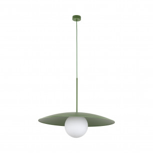 Lampa wisząca metalowa ze szklaną kulą Slate 65cm biały / zielony TK Lighting