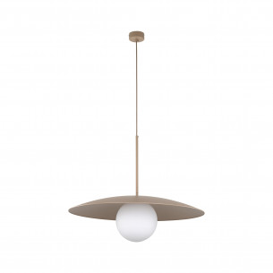 Lampa wisząca metalowa ze szklaną kulą Slate Sabia 65cm biały / beżowy TK Lighting