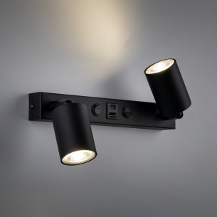 Kinkiet podwójny z reflektorkami i usb Top czarny TK Lighting