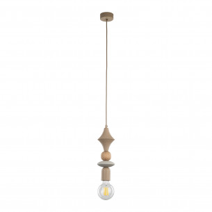 Lampa wisząca żarówka z dekoracyjną oprawką Tower Sabia Wood 10cm beżowa TK Lighting