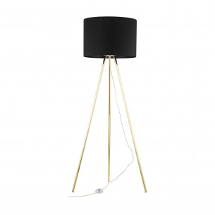 Lampa na złotym trójnogu z czarnym abażurem Umberto 160cm TK Lighting