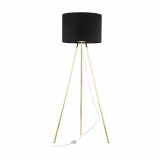 Lampa na złotym trójnogu z czarnym abażurem Umberto 160cm TK Lighting