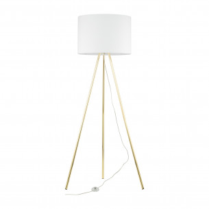 Lampa na złotym trójnogu z białym abażurem Umberto 160cm TK Lighting