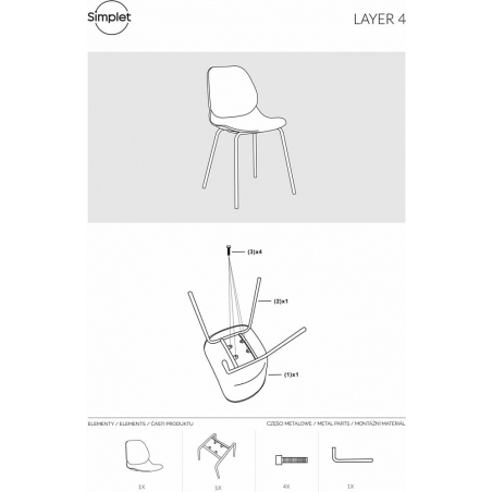 Stylowe Krzesło z tworzywa Layer IV Szare Simplet do jadalni, kuchni i salonu.