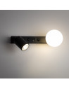 Kinkiet szklana kula z lampką do czytania i usb Vox biało-czarny TK Lighting