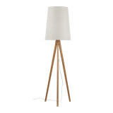 Lampa na trójnogu drewnianym z lnianym kloszem Walz 175cm TK Lighting