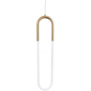 Stylowa Lampa wisząca designerska U-shape 13 LED biało-mosiężna Step Into Design do salonu i kuchni