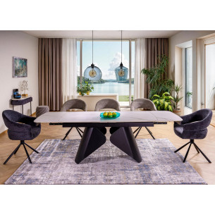 Stół rozkładany z ceramicznym blatem Armando 160-240x90cm biały mat / czarny mat Signal