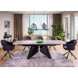 Stół rozkładany z ceramicznym blatem Armando 160-240x90cm biały mat / czarny mat Signal