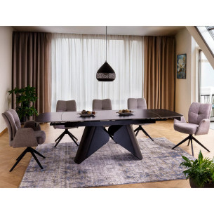 Stół rozkładany z ceramicznym blatem Armando 160-240x90cm czarny mat Signal