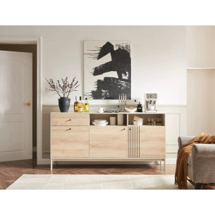 Komoda na nóżkach Frost 180x40cm off white / dąb alpejski Signal
