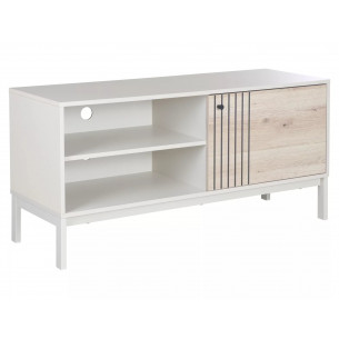 Szafka rtv na nóżkach Frost 120x40cm off white / dąb alpejski Signal