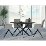 Stół okrągły rozkładany Gaston Ceramic 100cm czarny efekt marmuru / czarny mat Signal