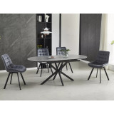 Stół owalny rozkładany Gaston Ceramic szary efekt marmuru 140cm / czarny mat Signal Stół owalny rozkładany Gaston Ceramic szary efekt marmuru 140cm / czarny mat Signal