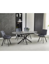 Stół owalny rozkładany Gaston Ceramic szary efekt marmuru 140cm / czarny mat Signal