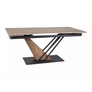Stół nowoczesny rozkładany Genesis Legno 160-220x90cm dąb efekt drewna / czarny mat Signal