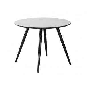 Stół okrągły ceramiczny Ideal Ceramic 100cm biały efekt marmuru / czarny Signal