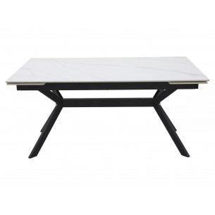 Stół rozkładany Imperia 160-220x90cm biały efekt marmuru / czarny mat Signal