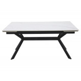 Stół rozkładany Imperia 160-220x90cm biały efekt marmuru / czarny mat Signal