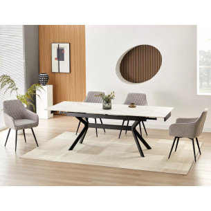 Stół rozkładany Imperia 180-240x90cm biały efekt marmuru / czarny mat Signal