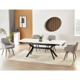 Stół rozkładany Imperia 180-240x90cm biały efekt marmuru / czarny mat Signal