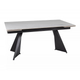 Stół rozkładany ceramiczny Laconi 160-220x90cm biały mat efekt marmuru / czarny Signal