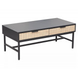 Stolik ryflowany na nóżkach z szufladami Mago 100x48cm czarny / dąb Signal
