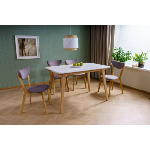 Stół prostokątny Marcus 120x75cm biały efekt marmuru / dąb Signal