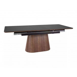 Stół rozkładany na jednej nodze Monaco 160-200x90cm czarny mat / orzech Signal