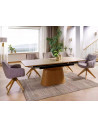 Stół rozkładany na jednej nodze Monaco 160-200x90cm travertine beż mat / dąb Signal