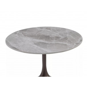 Stolik boczny okrągły Mutti 50cm szary efekt marmuru / brąz antyczny Signal 2