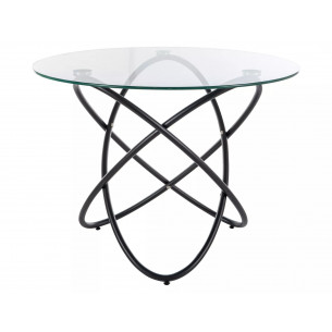Stół szklany okrągły Orbit 100cm przeźroczysty / czarny Signal