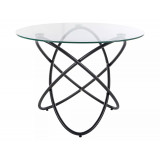 Stół szklany okrągły Orbit 100cm przeźroczysty / czarny Signal