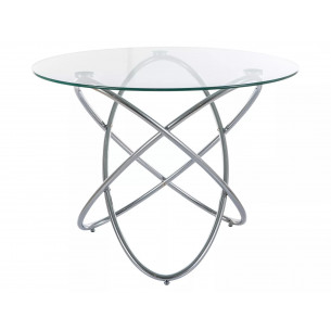 Stół szklany okrągły Orbit 100cm przeźroczysty / chrom Signal