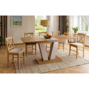 Stół rozkładany na jednej nodze Platon 136-176x80cm dąb cremona torro / kaszmir Signal