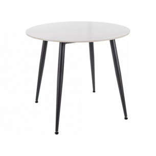 Stół okrągły ceramiczny Rion 90cm biały efekt marmuru / czarny Signal