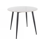 Stół okrągły ceramiczny Rion 90cm biały efekt marmuru / czarny Signal