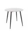 Stół okrągły ceramiczny Rion 90cm biały efekt marmuru / czarny Signal