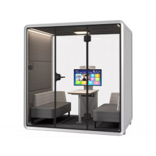 Kabina akustyczna dwu/czteroosobowa Large Booth 3D biało-szara Signal
